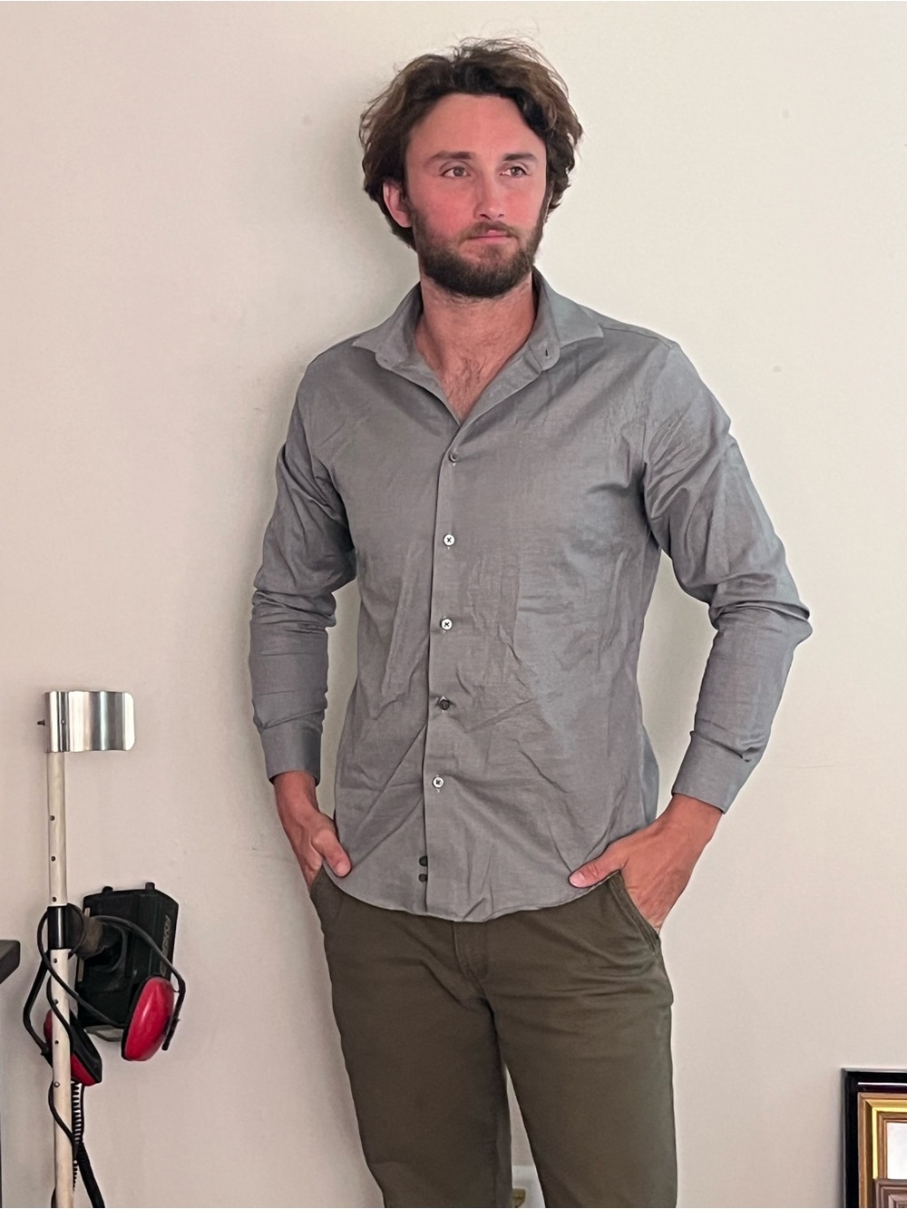 Kenneth Cole Awearness Grey Button Down Shirt - Men’s